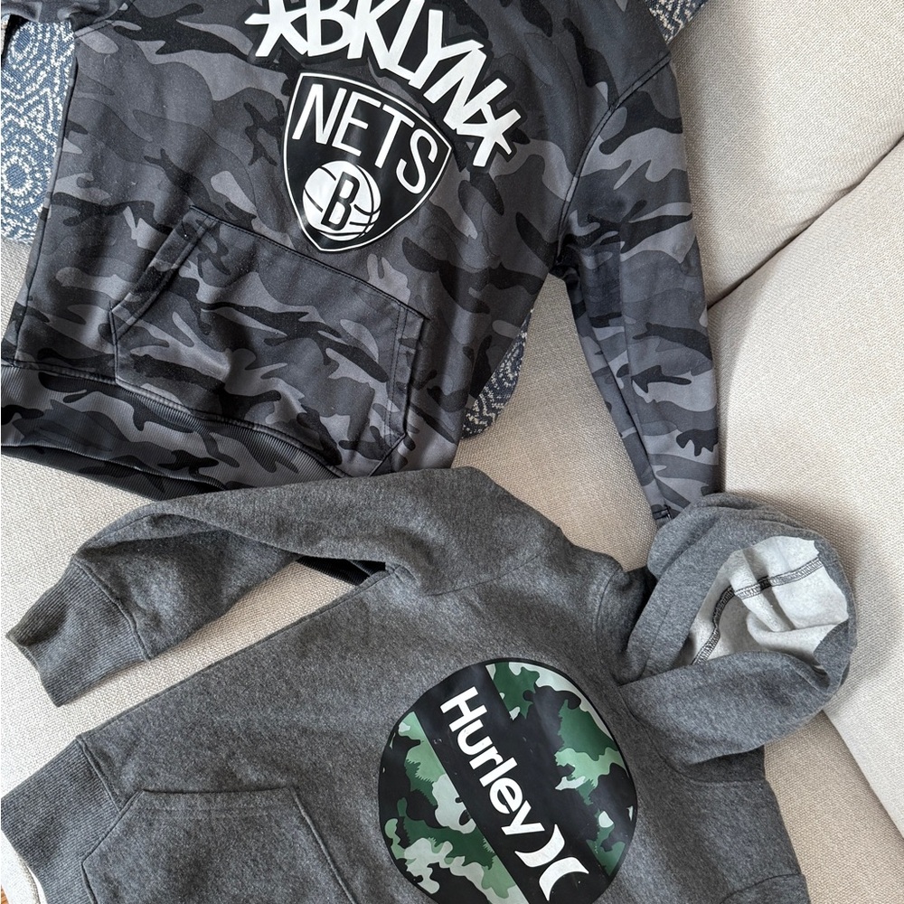 Hurley Kids Black and Gray Camo Hoodie
